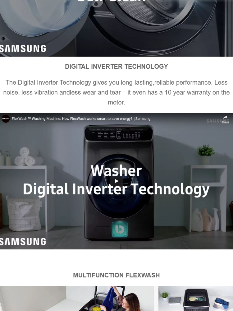 Samsung FlexWash Washer Dryer FL 21.0KG / Dryer 12.0KG + TL 3.5KG Flexi