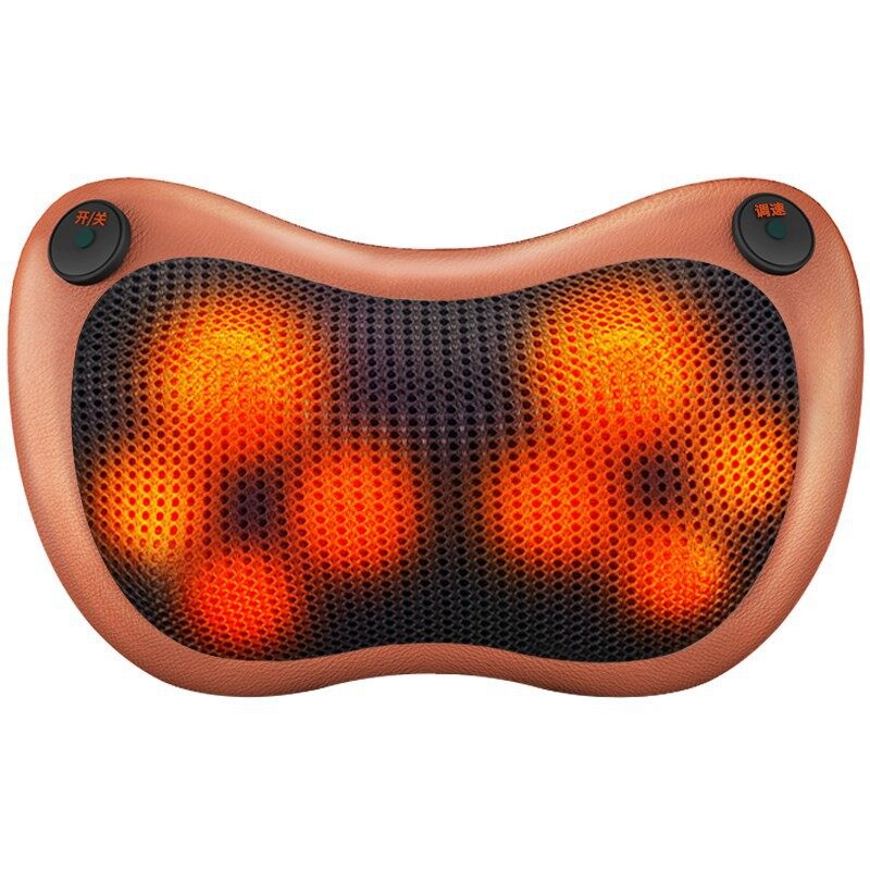 Multifunction Dual Use Electric Massage Pillow Shiatsu LED Lighting 2 in 1 Cushion Home Car Office Massager