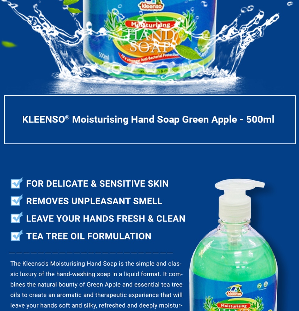 Kleenso Moisturising Hand Soap (Green Apple) Moisturizing Hand Soap - 500ml 8 75b771da7a30cd54245e1b4f60ae8228