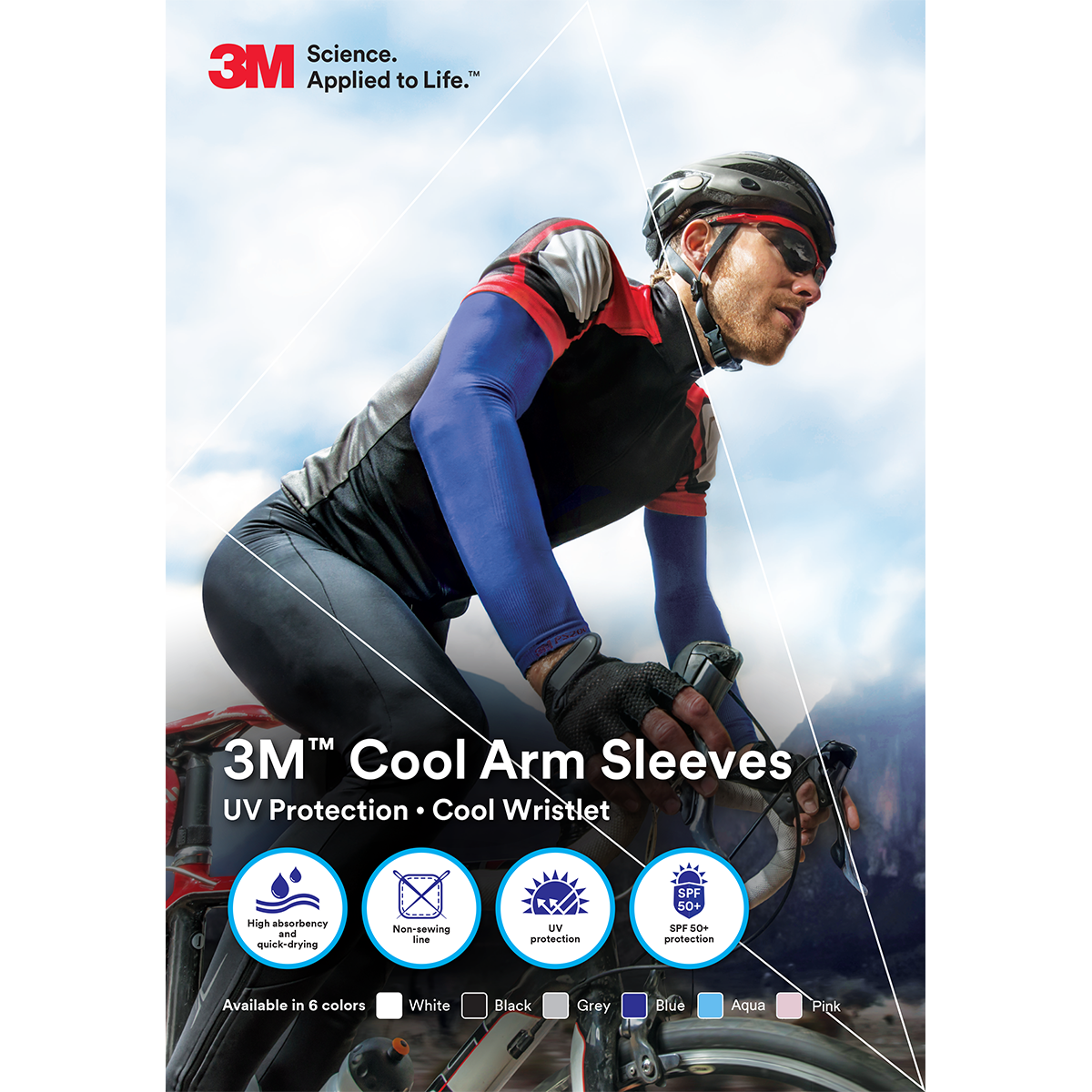 2 Pairs 3M Cool Arm Sleeves UV Protection Outdoor Spotrs 6 color PS2000