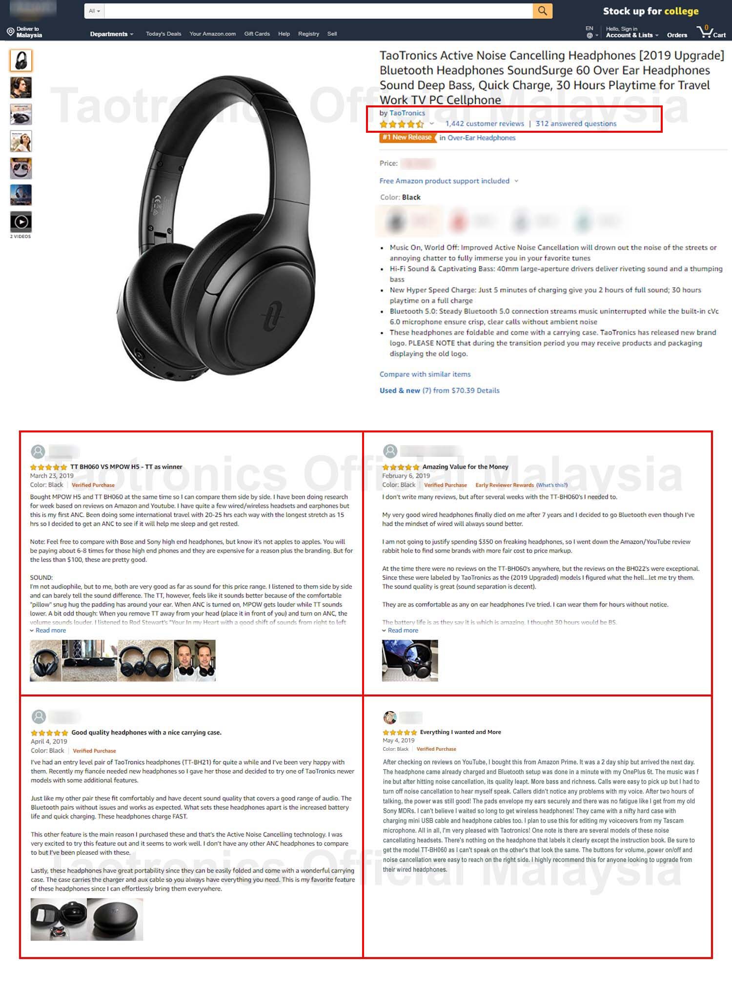 TaoTronics BH060 Active Noise Cancelling Headphones TT SoundSurge