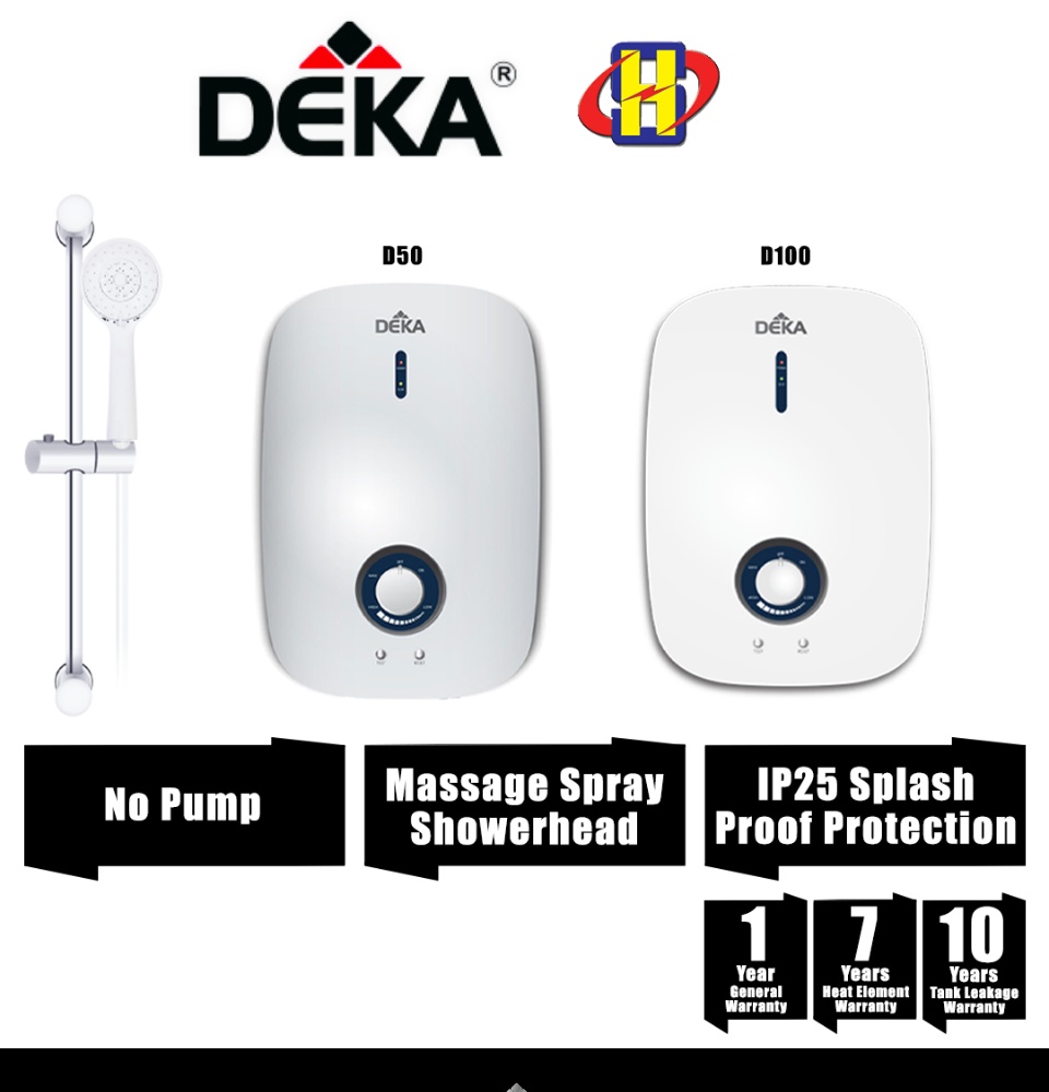 Deka Instant Water Heater (Non Pump) Premium Multi-Massage Spray Water  Heater D50 / D100 | Lazada