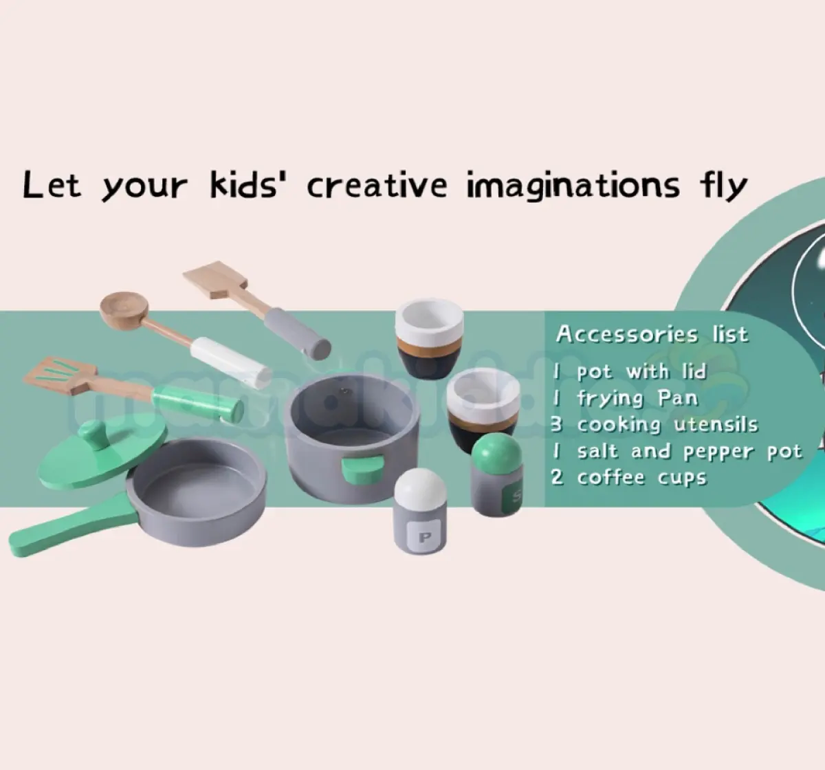 Mamakiddies Large European Wooden Kitchen Playset Kids Pretend Play Set Cooking Toy Mainan Dapur Budak Green Red Lazada