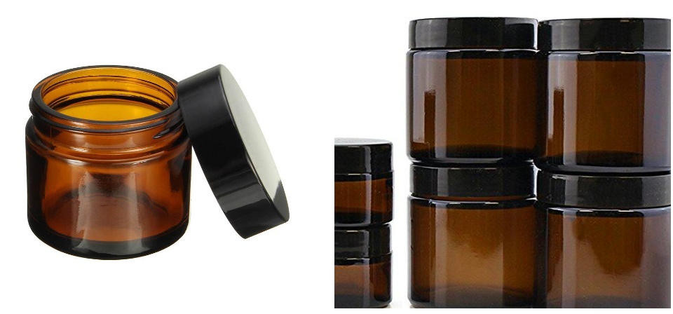 Amber Glass Storage Jar With Multipurpose Black Lid Sealed Bottle_voghion.com