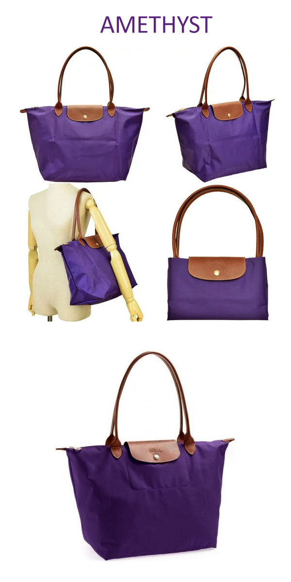 LC026 LONGCHAMP LE PLIAGE TOTE 2605089 SMALL LONG HANDLE AMETHYST SUPER SALE