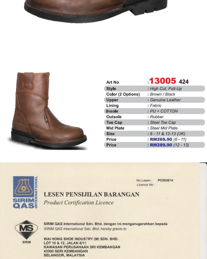 Hammer King Safety Shoes HK 13005 Steel Toe Cap Steel Mid Plate