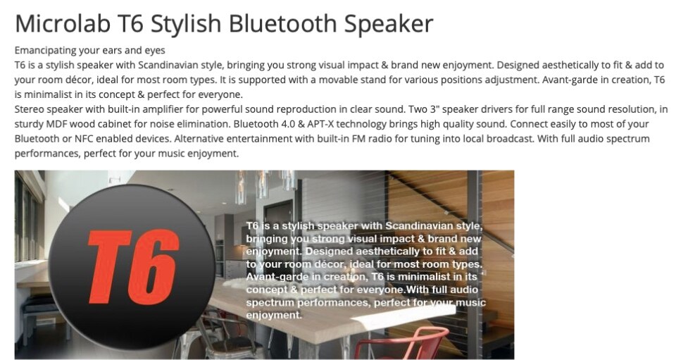 microlab t6 stylish bluetooth speaker