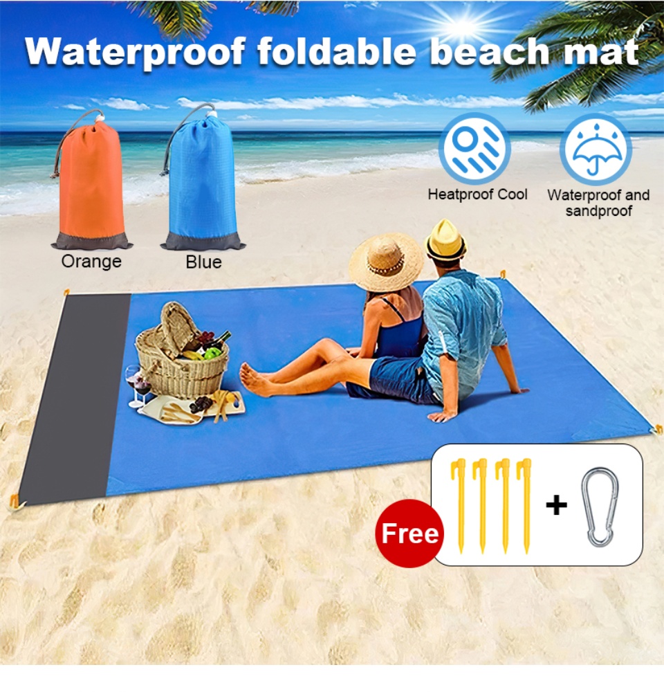 Hiking 1 Piece Sand Free Beach Blanket Outdoor Sandproof and Waterproof Quick Drying Beach Mat with Carrying Bag Great for Outdoor Travel Music Festivals Camping 