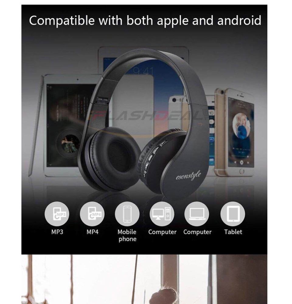 IN FUNCTION) WJS Foldable Stereo Wireless Bluetooth Headphone