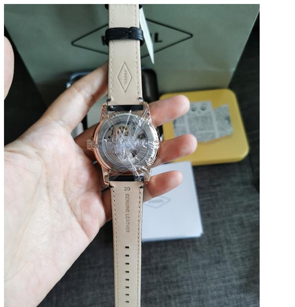 Real Photo Original Fossil Men s Townsman Automatic Black Leather Watch ME3084 Jam Tangan Lelaki Lazada