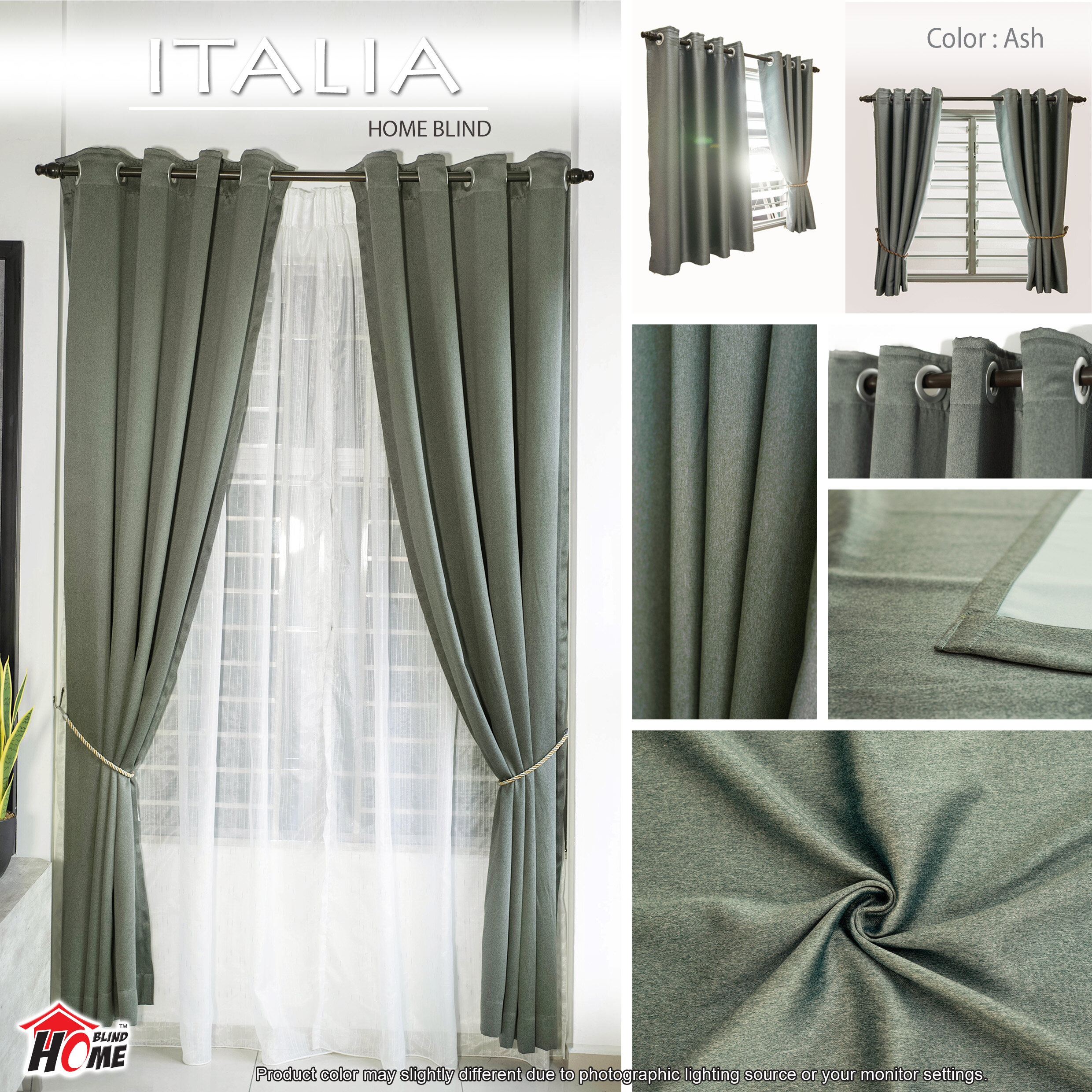 Italia Blackout Curtain 90 Sun Block Thermal Window Curtain