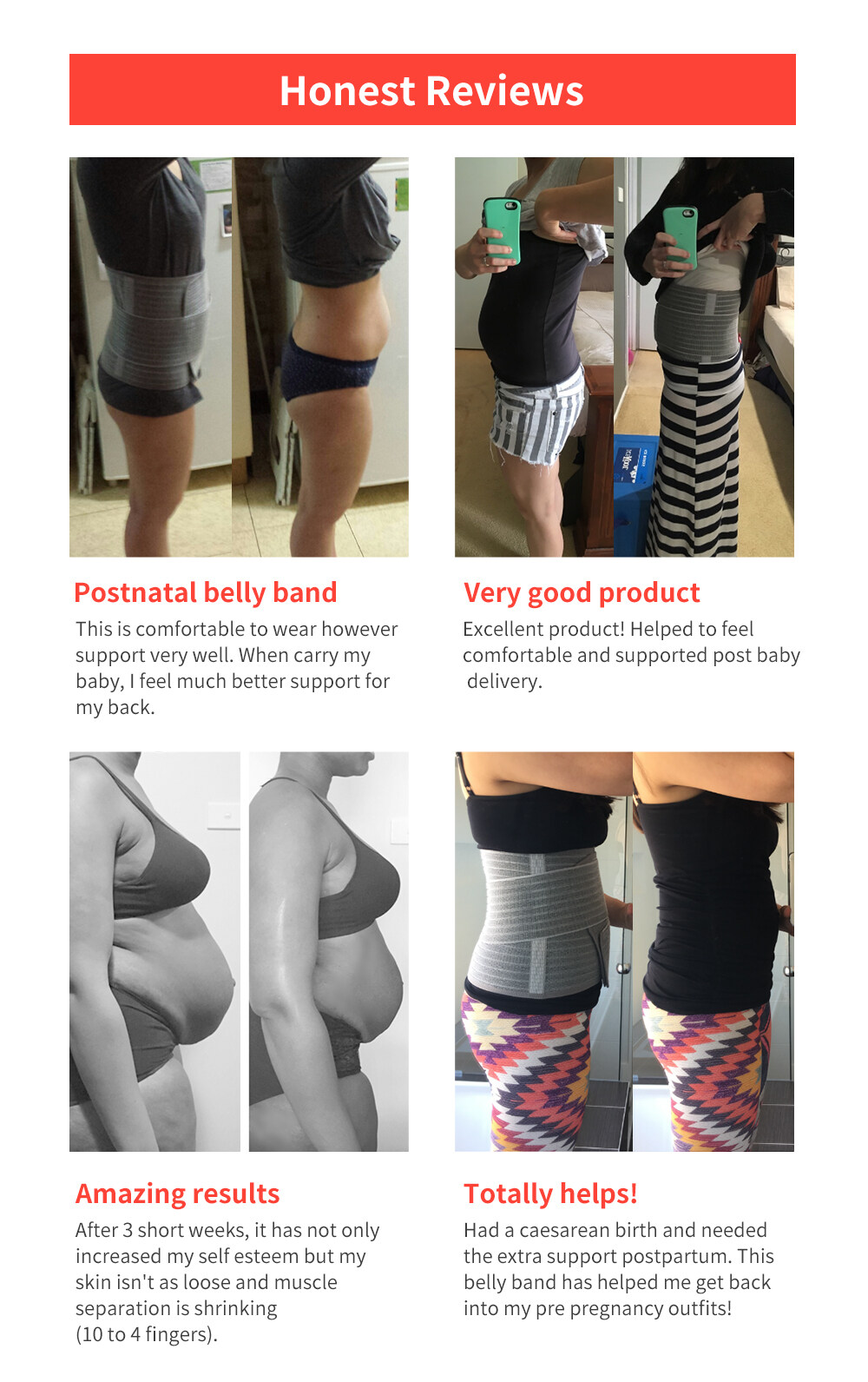 Mamaway Bundle 2pcs Postnatal Recovery Support Belly Band - Nano Bamboo Charcoal Postpartum Belt Bengkung (Grey)