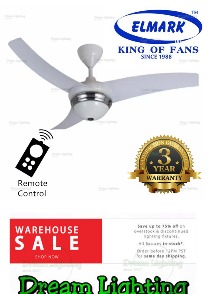 Elmark 42 Baby Ceiling Fan With Remote Control Wh White