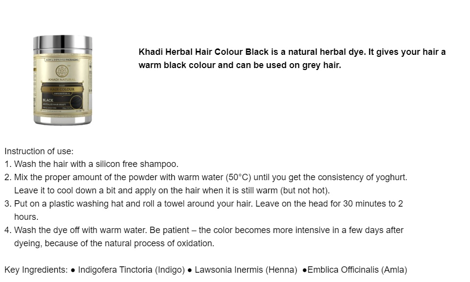 Khadi Natural Hair Colour Black - 150g | Lazada Khadi Natural Hair Colour Black - 150g | Lazada