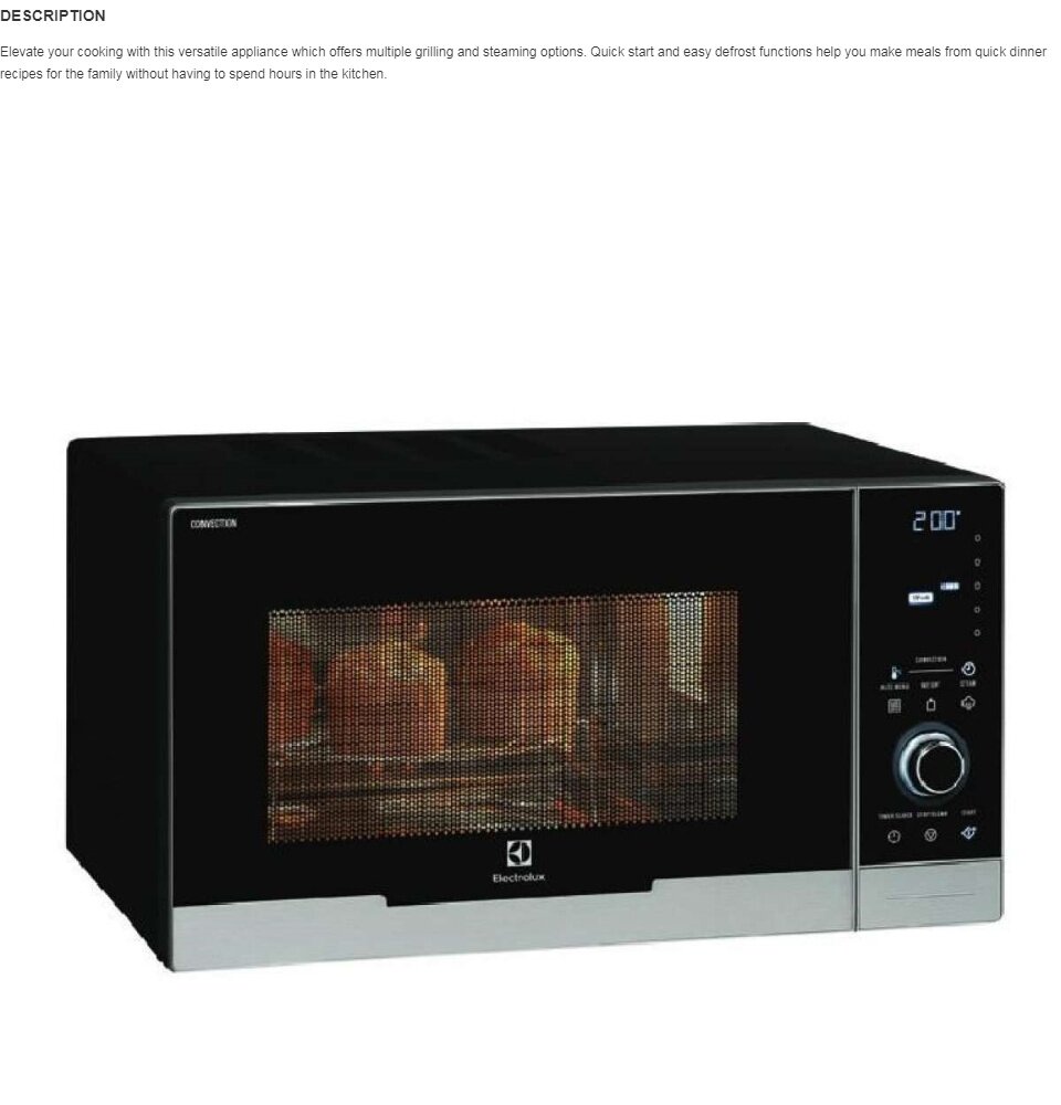electrolux impresso microwave oven