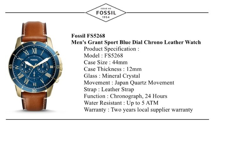 Fossil men's grant sport chronograph blue leather on sale watch