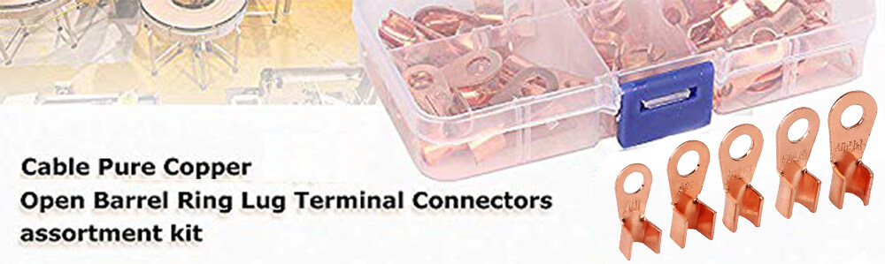 185 Pcs 8 Types OT Open Barrel Copper Ring Lug Teriminal Assortment Kit w//Box