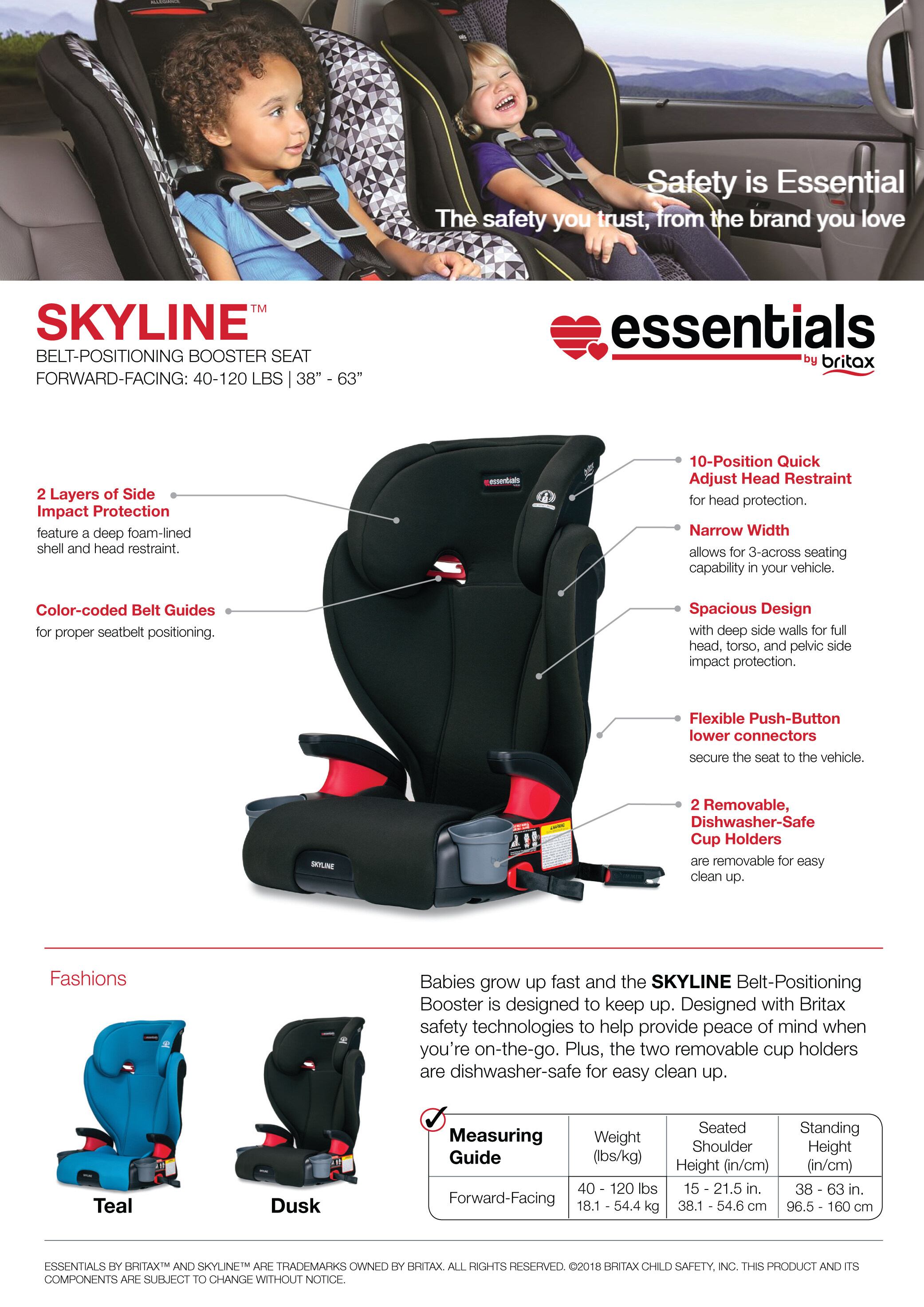 Britax Essentials Belt Positioning Booster Skyline