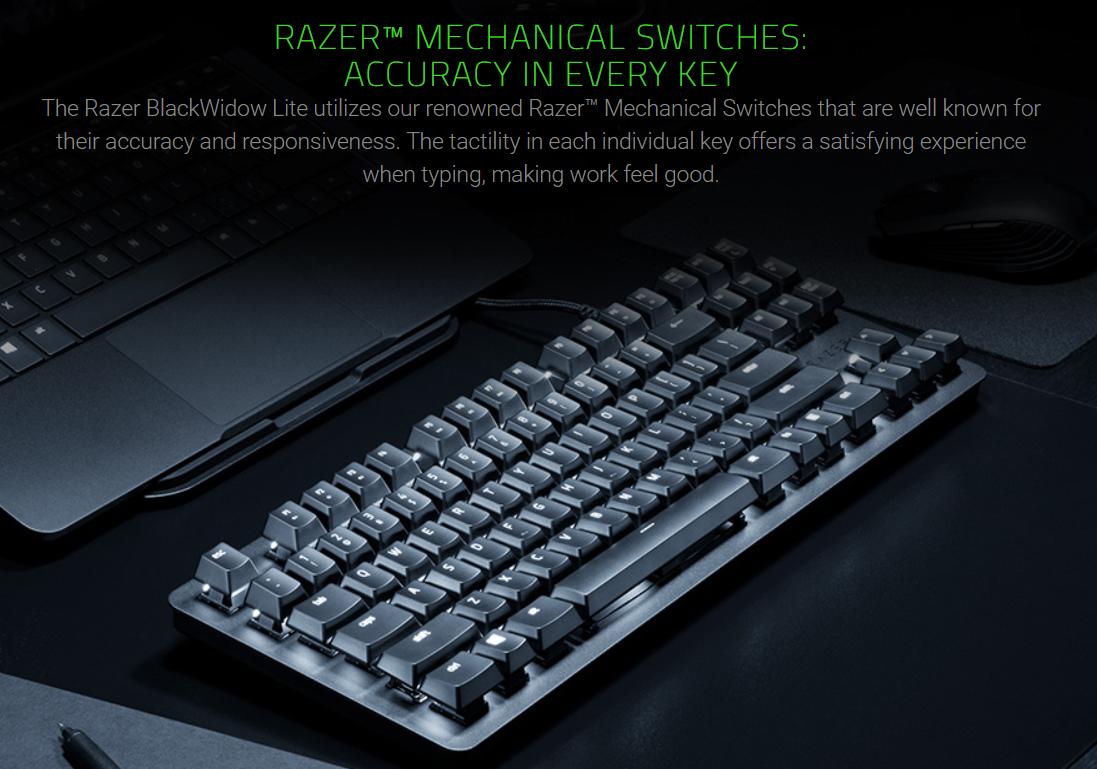 RAZER BLACKWIDOW LITE MERCURY SILENT MECHANICAL KEYBOARD RZ03