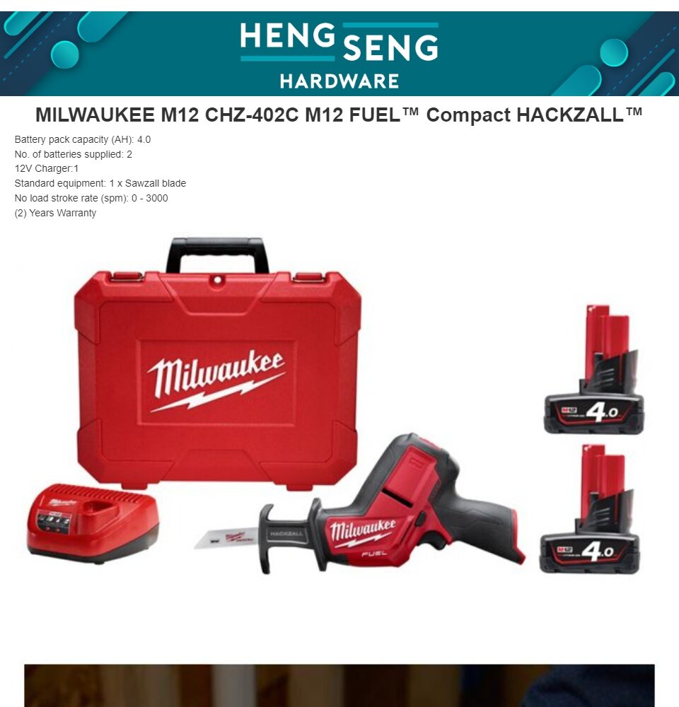 MILWAUKEE M12 CHZ 402C M12 FUEL Compact HACKZALL Lazada