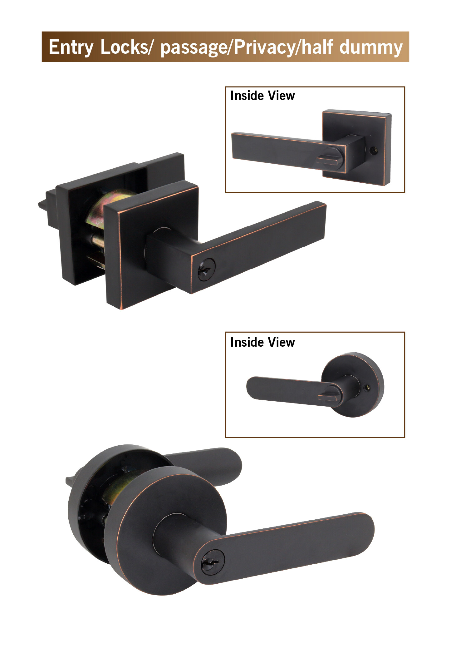J Mall High Quality Keyed Exterior Lever Black Door Handle Lock