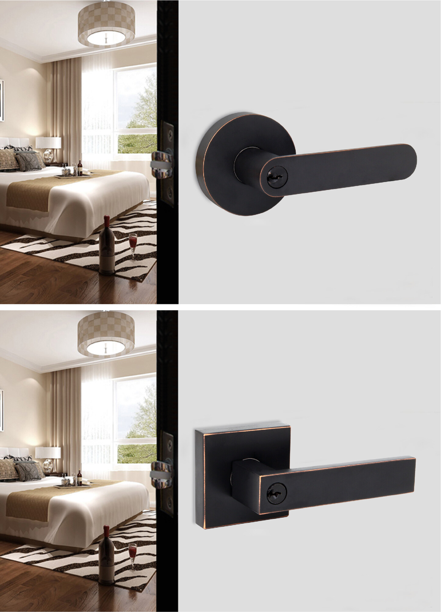 J Mall High Quality Keyed Exterior Lever Black Door Handle Lock