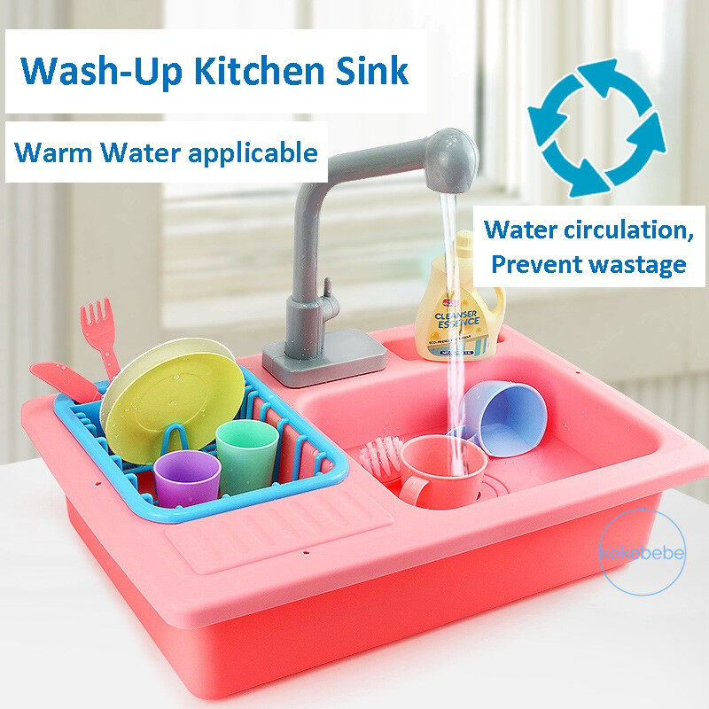 Kekebebe Wash Up Kitchen Sink Play Set With Electrical Water Tab Toy Water Circulation Reduce Wastage Of
