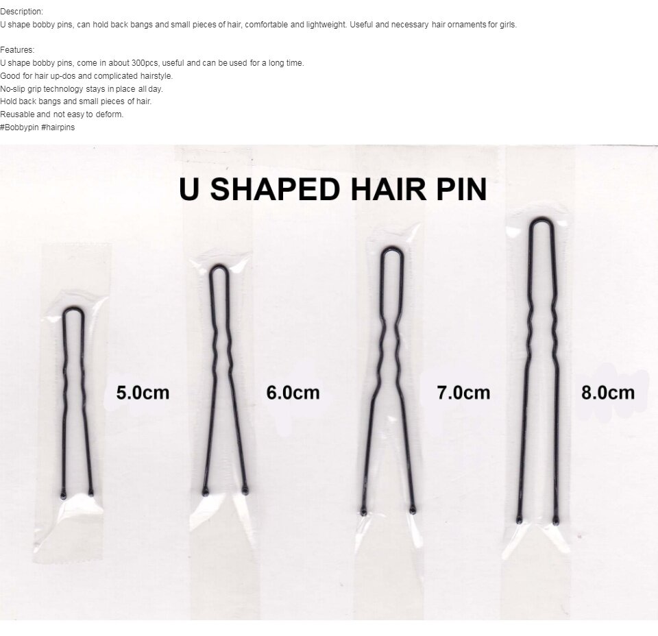 Black Hair Clips Bobby Pins U Shape Black Hairpins 5 0cm