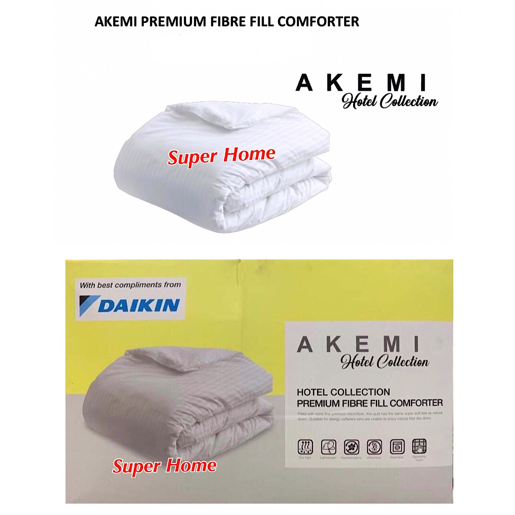 Akemi Hotel Collection Premium Fibre Fill Comforter 200cm X 200cm