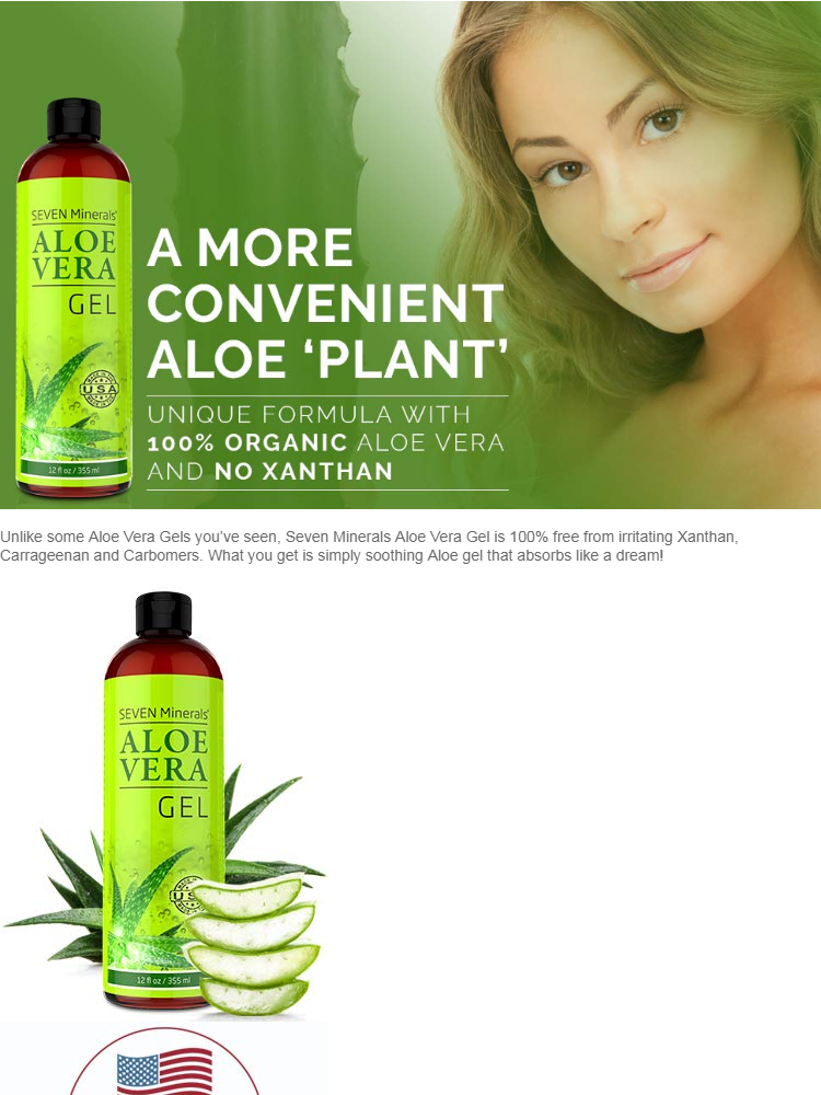 iiMONO ] Seven Minerals Organic Aloe Vera Gel with 100% Pure Aloe from  FRESHLY CUT Aloe Plant, not powder - NO XANTHAN, so it absorbs rapidly with  No sticky residue - Big 12 oz (355ml) | Lazada