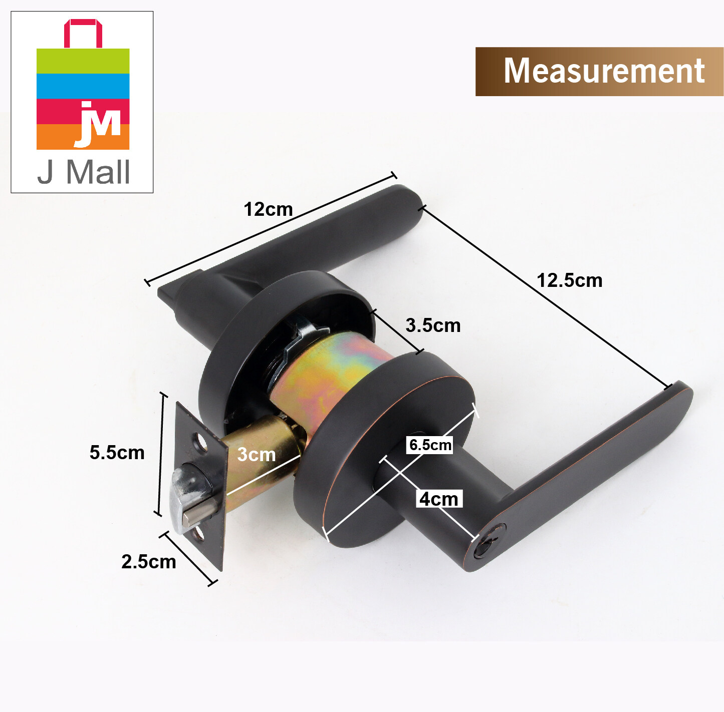 J Mall High Quality Keyed Exterior Lever Black Door Handle Lock