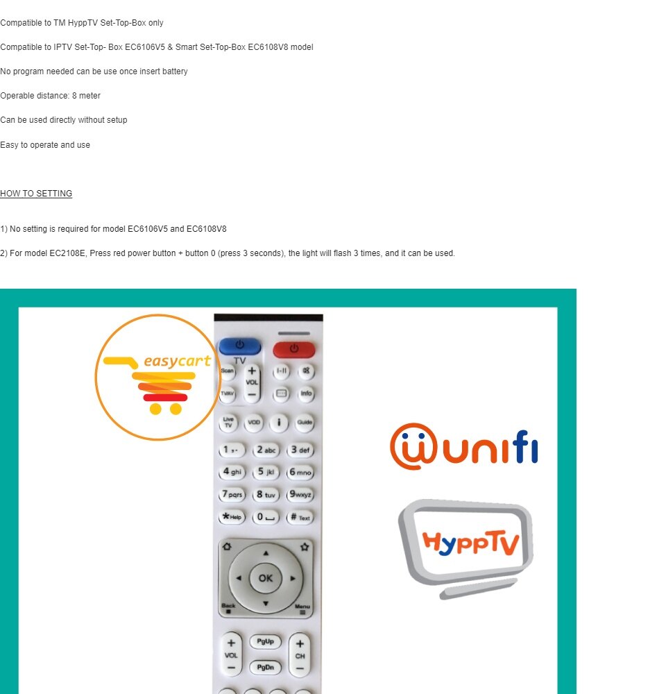 Unifi Tm Hypptv Box Remote Control Premium Quality Lazada