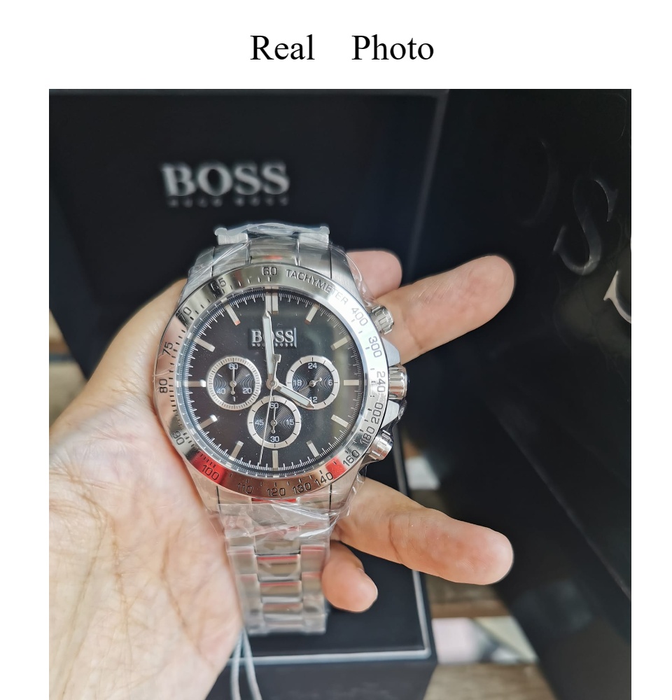 Real Photo Original Hugo Boss Men s Ikon Black Dial Silver Strap