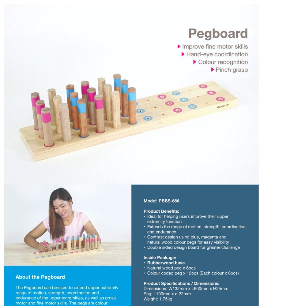 Physio Gear Pegboard/Physiotherapy Equipment/Stroke Exercise/Hand