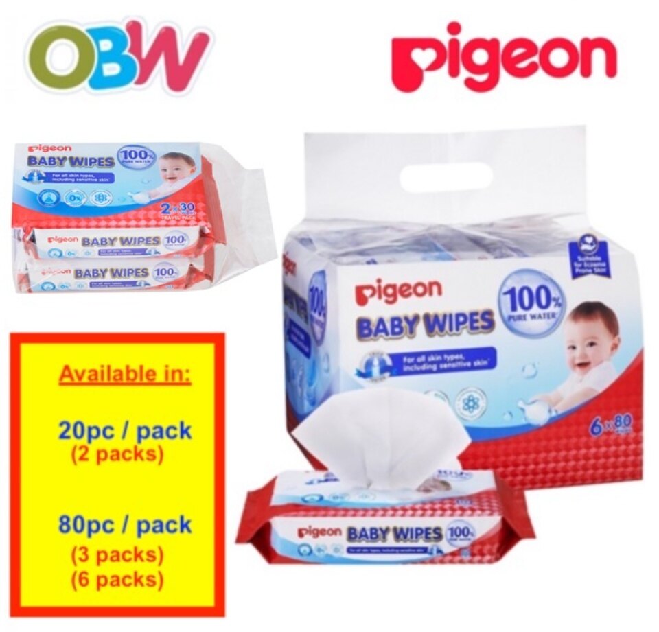 pigeon 100 pure water wipes