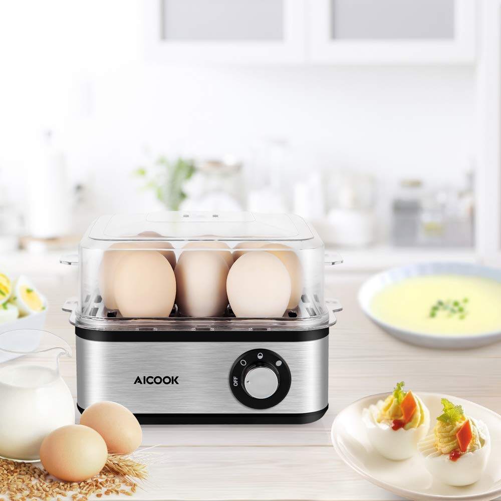 AICOOK ZDQ-806 500W S/Steel Multi-functional Rapid Egg Cooker,8 