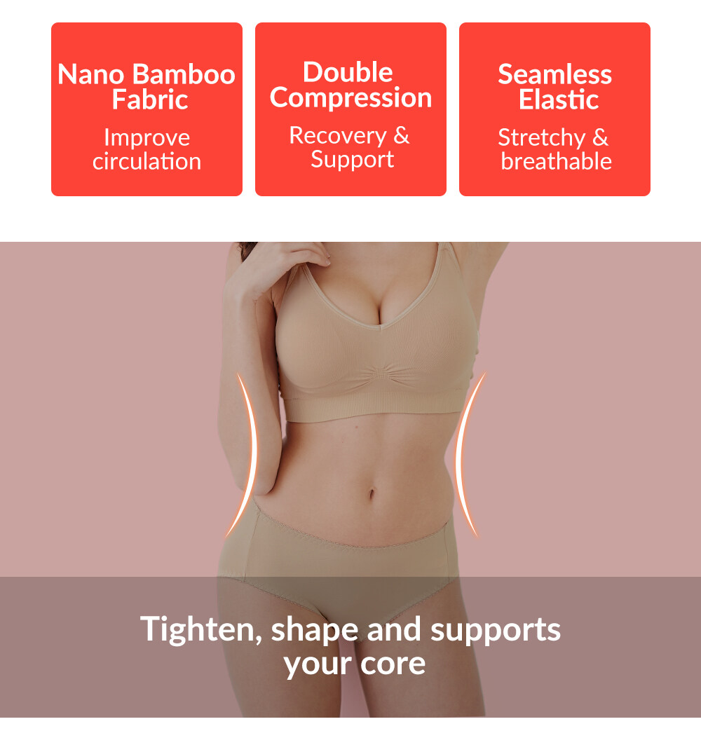 Mamaway Bundle 2pcs Postnatal Recovery Support Belly Band - Nano Bamboo Charcoal Postpartum Belt Bengkung (Grey)