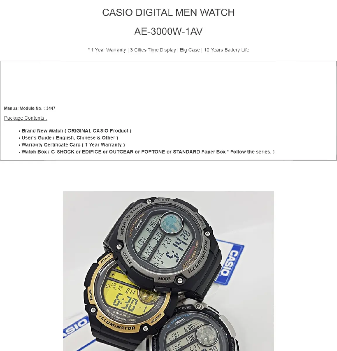 casio ae3000w manual