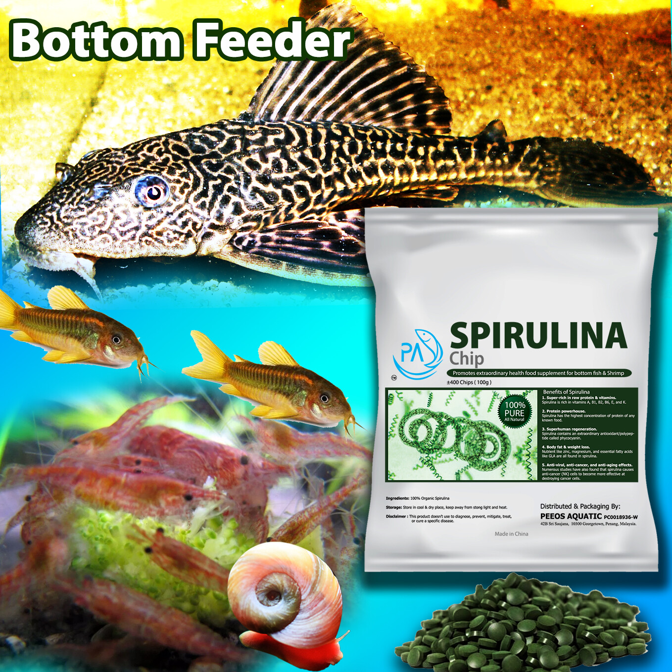 Pa Spirulina Superfood Chip Pellet 100 Pure Natural For