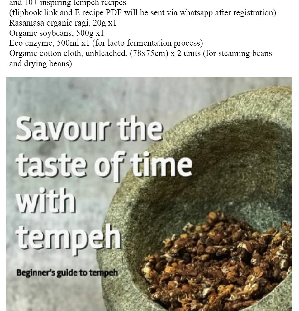 Rasamasa Tempeh Starter Kit (PROMO FREE 90MIN ONLINE TEMPEH CLASS & E