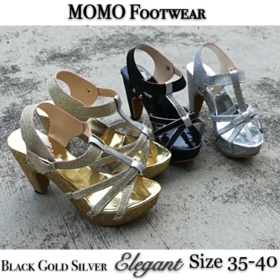 silver and black wedges