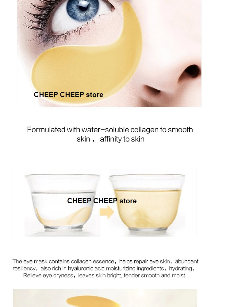 Aliver 24K Gold Collagen Eye Mask for Eyebags Puffiness Dark Circles