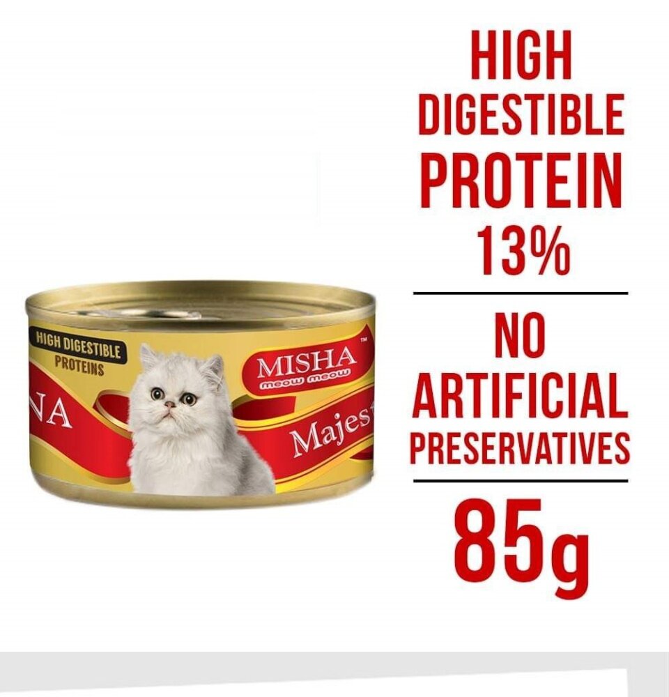 MISHA Majestic Premium Wet Canned Cat Food Tuna 85g  Lazada