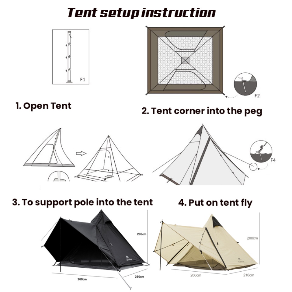 JDEX MOUNTAINHIKER 3 to 4 person Teepee Tent Pyramid Dark Tower