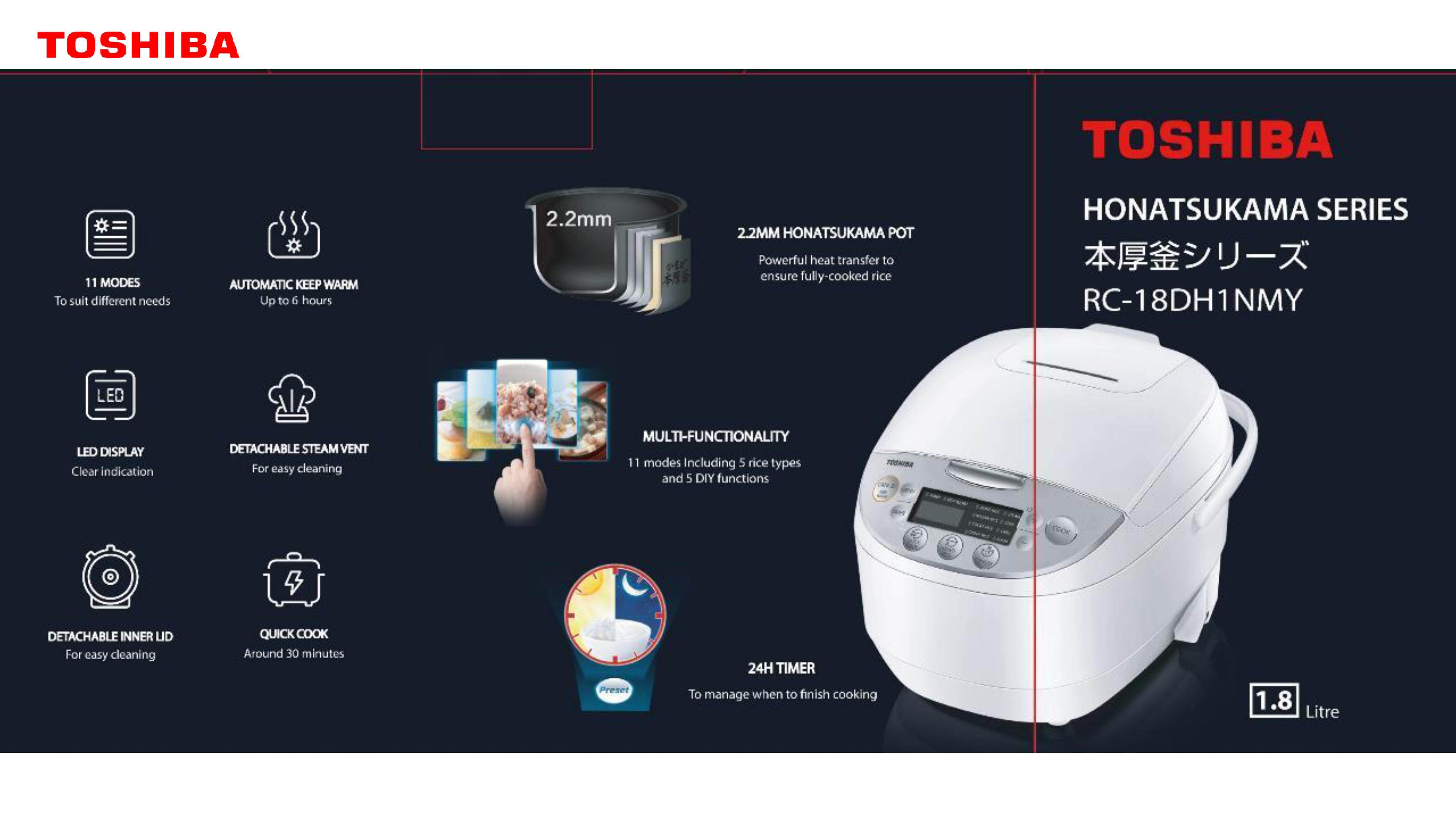 Toshiba 1.8L Digital Rice Cooker RC18DH1NMY Seng Huat