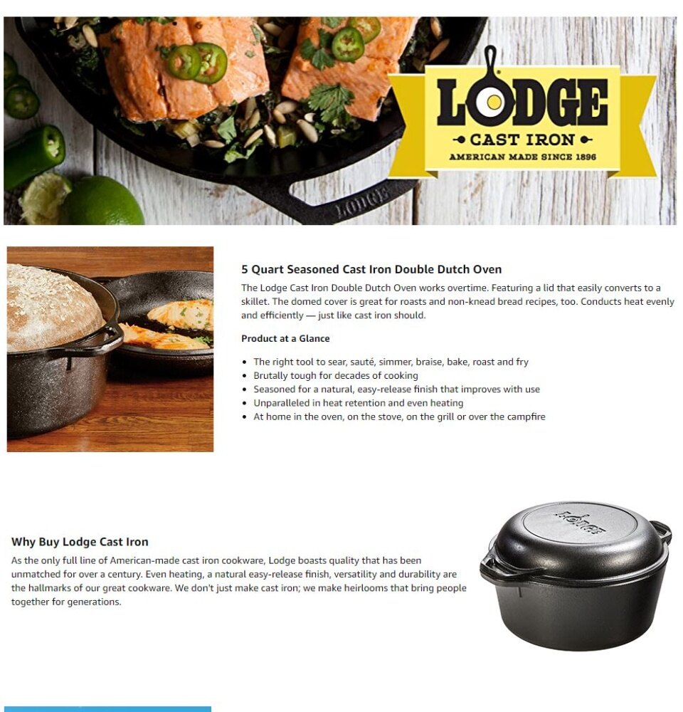 Iron Skillet Lodge L8dd3 Double Dutch Oven Lodge L8DD3 Cast