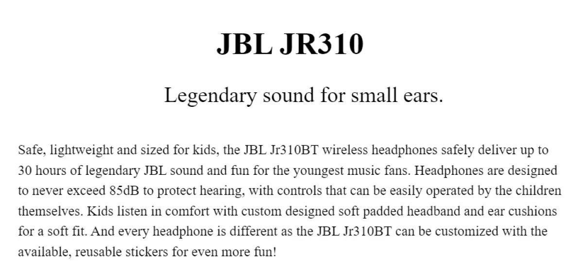 JBL JR310 Kids on-ear headphones