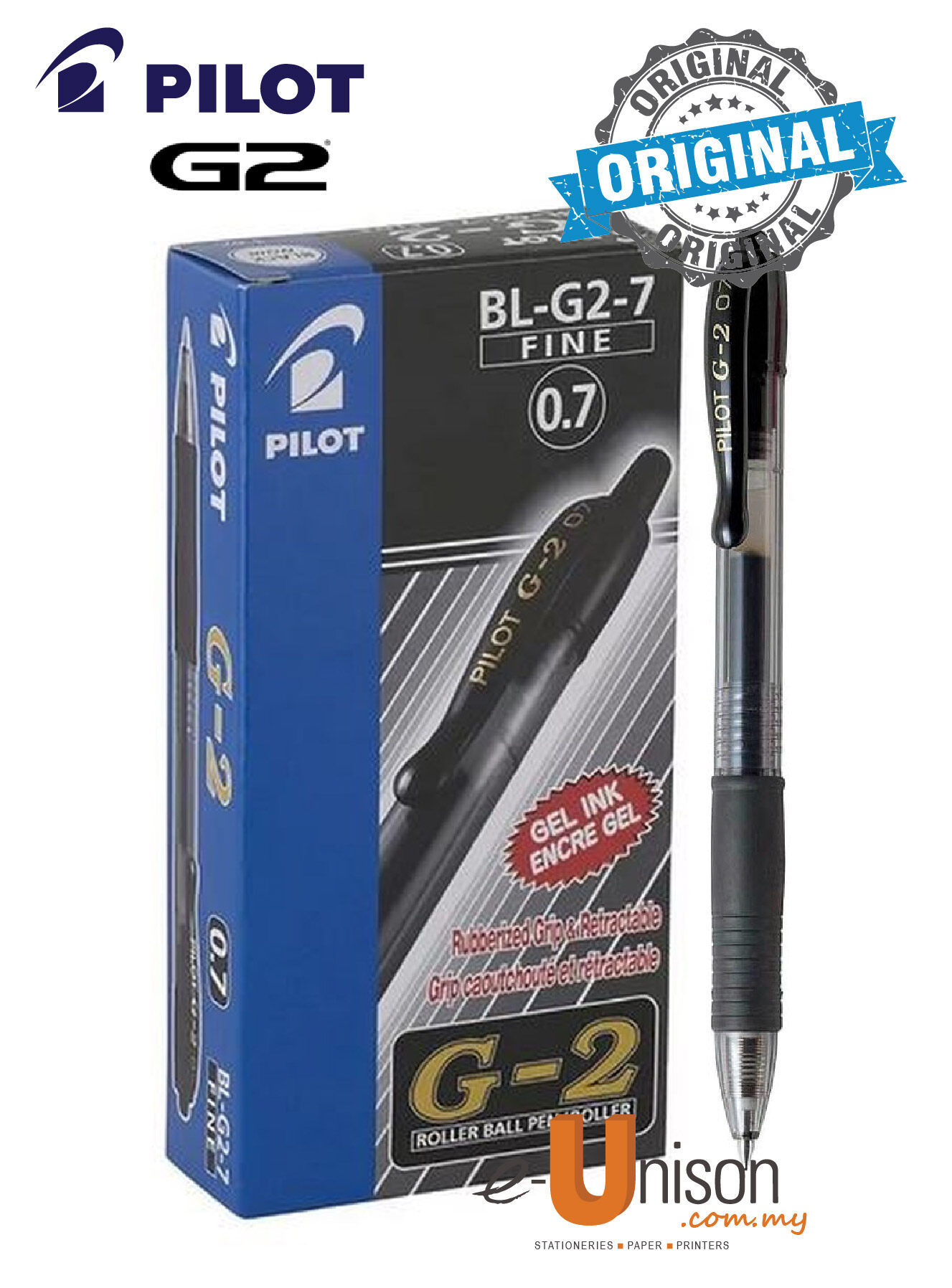 Pilot G2 0.7mm retractable roller ball pen Violet ink x 12 pcs BL-G2-7