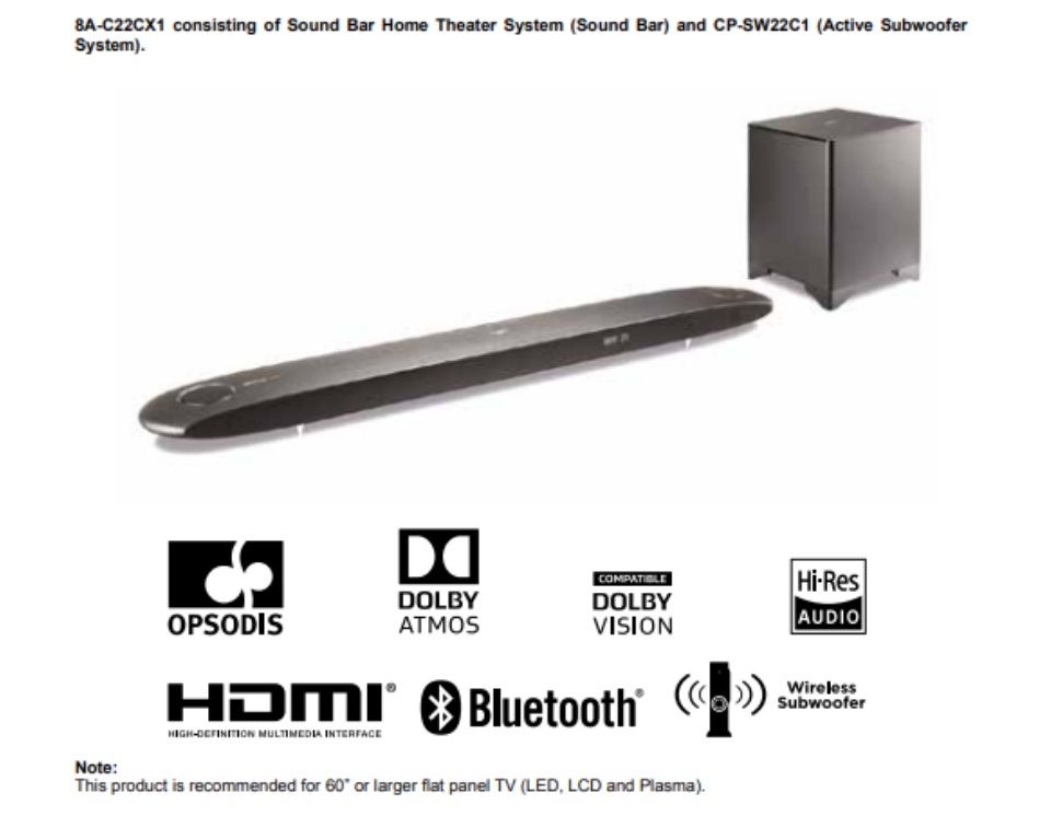 8A-C22CX1 SHARP | - Bar Sound Sharp Design Theater iF Dolby