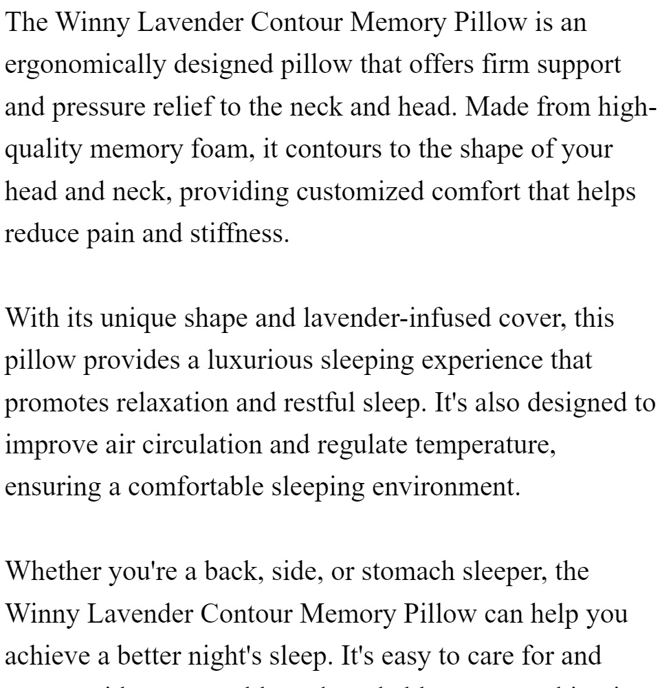 Winny lavender memory store pillow